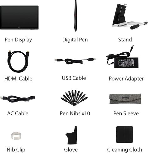 تابلت رسومي Artisul D22S مقاس 21.5 بوصة مع شاشة عرض القلم، وحساسية القلم 8192 مستوى مع إمالة 60 درجة، وشاشة رسم رسومية 1920x1080 FHD 100% sRGB متضمنة حامل قابل للتعديل in Kuwait