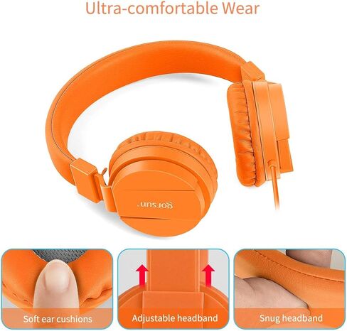 Kids Headphones, Lightweight Stereo Wired Toddler Headphones, Adjustable Headband Children's Headset for Smartphones Computer Pad Earphones(Pink) in Kuwait