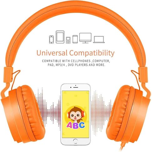 Kids Headphones, Lightweight Stereo Wired Toddler Headphones, Adjustable Headband Children's Headset for Smartphones Computer Pad Earphones(Pink) in Kuwait