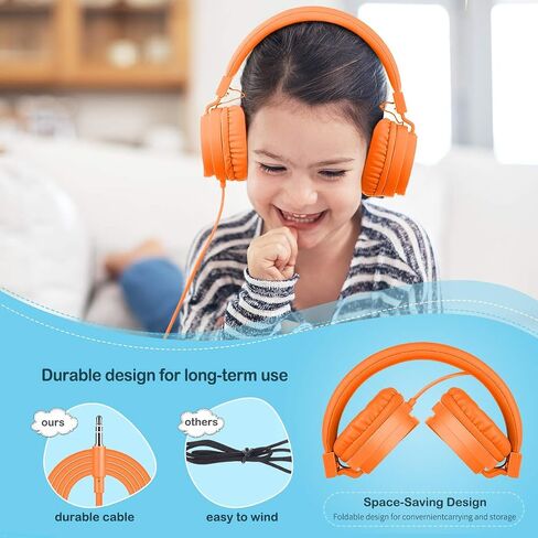 Kids Headphones, Lightweight Stereo Wired Toddler Headphones, Adjustable Headband Children's Headset for Smartphones Computer Pad Earphones(Pink) in Kuwait