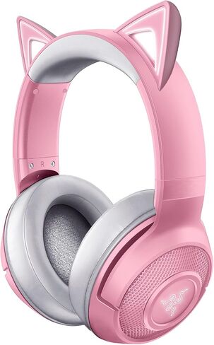 Razer Kraken BT Kitty Edition: Bluetooth 5.0-40ms Low Latency Connection - Custom-Tuned 40mm Drivers - Beamforming Microphone - Powered Chroma - Quartz Pink in Saudi Arabia