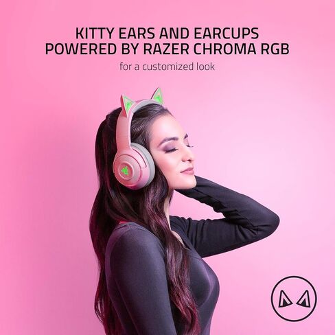 Razer Kraken BT Kitty Edition: Bluetooth 5.0-40ms Low Latency Connection - Custom-Tuned 40mm Drivers - Beamforming Microphone - Powered Chroma - Quartz Pink in Saudi Arabia