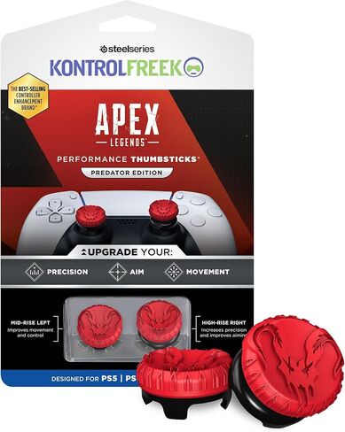 KontrolFreek Apex Legends: أعواد التحكم الأداء لإصدار Predator لوحدة تحكم PlayStation 4 (PS4) وPlaystation 5 (PS5) | 1 شاهقة، 1 متوسطة الارتفاع، مقعرة | أحمر/أسود in Kuwait