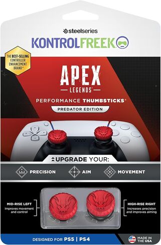 KontrolFreek Apex Legends: أعواد التحكم الأداء لإصدار Predator لوحدة تحكم PlayStation 4 (PS4) وPlaystation 5 (PS5) | 1 شاهقة، 1 متوسطة الارتفاع، مقعرة | أحمر/أسود in Kuwait