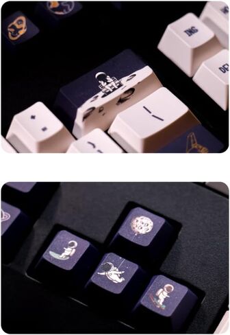 Neon PC Keycaps Translucent -Vintage Mixed Light Themed Keycap Set,186 Keys Cherry Profile Colorful Key Caps Suitable for Cherry Mx Switch Mechanical Keyboard in Saudi Arabia