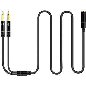 CANFON Headphone Splitter for Computer 3.5mm Female to 2 Dual 3.5mm Male Headphone Mic Audio Y Splitter Cable Smartphone Headset to PC Adapter (100CM, Blue)