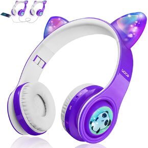 Woice Wireless Bluetooth Kids Headphones, LED Flashing Lights, Music Sharing Function, 85db Volume Limited, Over-Ear and Build-in Mic Wireless/Wired Children Headphones for Boys Girls (Blue) in Saudi Arabia