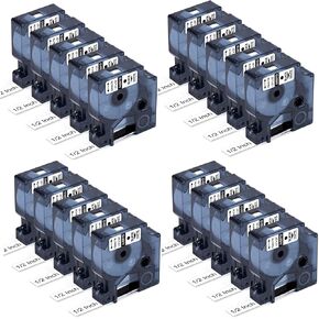 Am-Ink Compatible Label Tape Replacement for Dymo Label Tape 45013 Black on White, Cartridge for DYMO LabelManage 160 280 420P PnP 220P 360D 210D Label Maker, 10-Pack (10-White & Black) in Kuwait