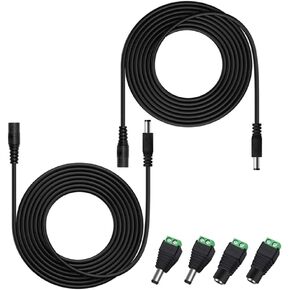 2PCS 10FT(3m) 12V DC Power Extension Cable with Power Jack Adapter Connectors(2 x Male + 2 x Female) 5.5mm x 2.1mm DC Power Adapter Extension Cord and Cable Wire Ends Plug HE016 in Kuwait
