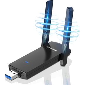 محول واي فاي USB للكمبيوتر المكتبي 1300 ميجابت في الثانية واي فاي دونجل ثنائي النطاق 5 جيجا هرتز 2.4 جيجا هرتز محول شبكة لاسلكية واي فاي للكمبيوتر المحمول، هوائيات مزدوجة 5 ديسيبل عالية الكسب، يدعم Windows 11/10/8.1/8، Mac OS 10.9-10.15 in Kuwait