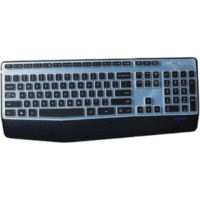 Keyboard Cover Silicone for Logitech MK345, Full-Sized Ultra-Thin Keyboard Cover for Logitech MK345 Wireless Keyboard, Waterproof Dustproof Keyboard Skin (Black)