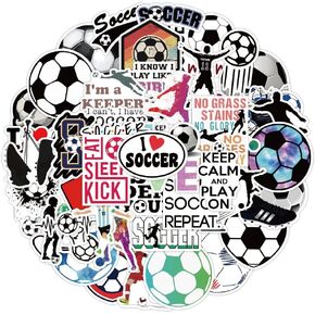 V-Harna Soccer Stickers| 50pcs Waterproof Stickers Decals for Children,Teens and Girls,Unique Durable Aesthetic Trendy Sticker Perfect for Laptop Computer Phone in Saudi Arabia