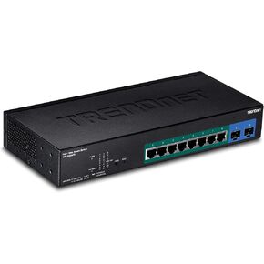 TRENDnet 10-Port Gigabit Web Smart PoE+ Switch, TPE-082WS, 8 X Gigabit PoE+ Ports, 2 X SFP Slots, Vlan, QoS, Lacp, IPv6 Support, 20Gbps Switching Capacity, 75W PoE Power Budget, Lifetime Protection