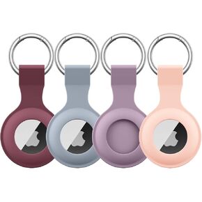 [4 Pack] AirTag Case for Apple AirTag, Anti-Lost AirTags Holder, AirTag Keychain with Key Ring, Anti-Scratch Protective Cover for Apple AirTags Case Accessories (Black+Black+Black+Black)