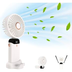 مروحة محمولة باليد من لوكارني، مروحة شخصية صغيرة، مروحة مكتب USB، مروحة يد قابلة للطي بزاوية 90 درجة، تعرض الطاقة المتبقية في الوقت الحقيقي، مروحة صغيرة جدًا بـ 5 سرعات، مروحة رموش للمكياج in Kuwait