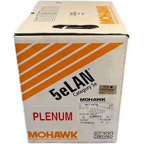 كابل موهوك Cat5e Plenum من النحاس الصلب مصنوع في الولايات المتحدة الأمريكية ومدرج في قائمة UTP UL بطول 1000 قدم | كابل Cat5e Plenum بطول 1000 قدم 24 AWG مضمون لكابلات الموصلات الصلبة بتردد 200 ميجاهرتز in Saudi Arabia