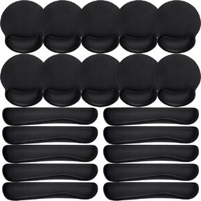 Copkim 20 Pcs Keyboard Wrist Rest with Mouse Pad with Wrist Support 10 Pcs Mousepad with Wrist Rest 10 Pcs Memory Foam Keyboard Pad for Office, Laptop Computer and Gaming Typing Pain Relief, Black in Saudi Arabia