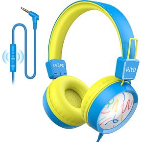 سماعات رأس RIYO KH20 للأطفال مع ميكروفون عالي الدقة متوافقة مع الهواتف/أجهزة الكمبيوتر المحمولة/الأجهزة اللوحية/أجهزة الكمبيوتر وأجهزة الألعاب (أزرق سماوي) in Kuwait