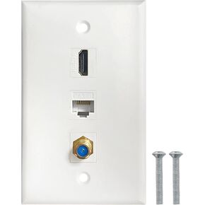 HDMI Wall Plate, 1 Port 4K HDMI Keystone Female to Female Wall Plate-White in Kuwait