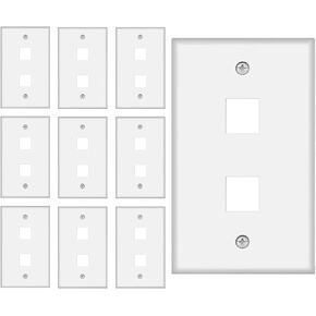 2 Port Keystone Wall Plate 10-Pack Single Gang Face plate for Rj45 Keystone Jack and Modular Inserts White by Tedgetal in Saudi Arabia
