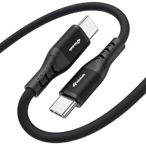 Weduda USB-C to USB-C Cable 6ft,Soft Silicone USB 2.0 Type C 60W Charging Cable Fast Charge for MacBook Pro 2022, iPad Pro 2022, iPad Air 4, iPad Mini 6, Galaxy S21, Pixel, Switch (Black) in Kuwait