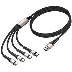 SIQIWO USB C to USB A Cable Fast Charging [2-Pack 4Ft], QC 3.0 USB Type C Sync Cord with 4 USB C Connector, for iPhone 15 Pro Max, Samsung Galaxy S23 S22 A73 A51 A13, Pixel, Nexus, LG, Huawei, PS5