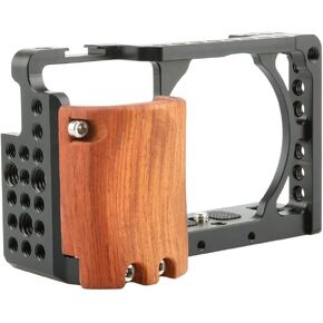 NICEYRIG Cage Kit for Sony Alpha A6300 /A6400/ A6100/A6000, with Wooden Handgrip - 109 in Saudi Arabia