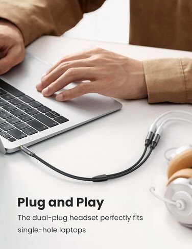 UGREEN Headphone Splitter Headset Splitter Audio Mic Y Adapter Braided 3.5mm TRRS Male to 2 Female Cable with MIC Compatible with PS5 PS4 Xbox One Controller, Phone to Earphone, Gaming Speaker in Saudi Arabia