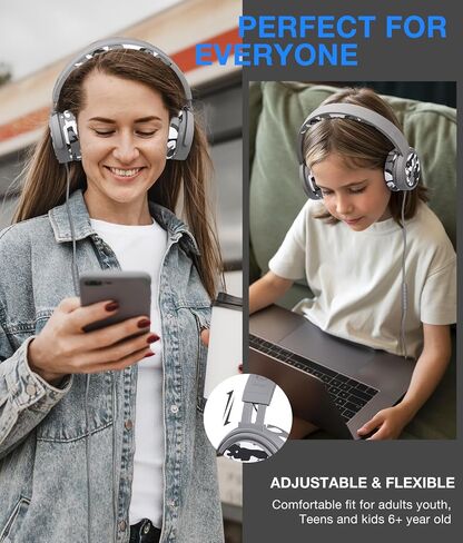 rockpapa Grade Wired Headphones with Microphone, Lightweight Foldable Stereo Bass Headphones with No-Tangle Cord & 3.5mm Jack for Adult/Kids, Laptop Computer Tablet Airplane Chromebooks Phone Blue in Kuwait