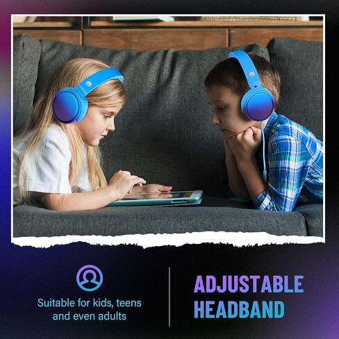 rockpapa Grade Wired Headphones with Microphone, Lightweight Foldable Stereo Bass Headphones with No-Tangle Cord & 3.5mm Jack for Adult/Kids, Laptop Computer Tablet Airplane Chromebooks Phone Blue in Kuwait