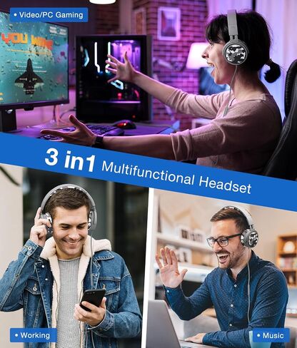 rockpapa Grade Wired Headphones with Microphone, Lightweight Foldable Stereo Bass Headphones with No-Tangle Cord & 3.5mm Jack for Adult/Kids, Laptop Computer Tablet Airplane Chromebooks Phone Blue in Kuwait