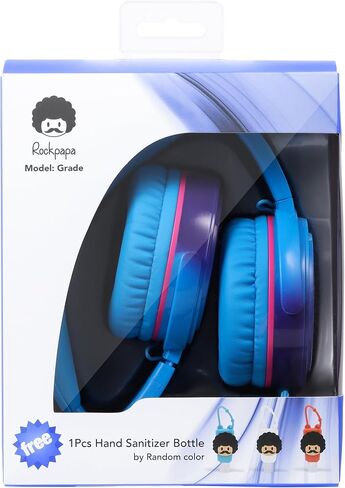 rockpapa Grade Wired Headphones with Microphone, Lightweight Foldable Stereo Bass Headphones with No-Tangle Cord & 3.5mm Jack for Adult/Kids, Laptop Computer Tablet Airplane Chromebooks Phone Blue in Kuwait