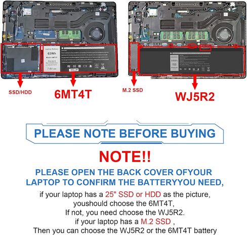 يتوهم شراء بطارية 62Wh 6MT4T لديل خط العرض E5470 E5570 الدقة 3510 0HK6DV 7V69Y 07V69Y 79VRK 079VRK TXF9M 0TXF9M 0C1P4 451-BBUN 451-BBTW in Saudi Arabia