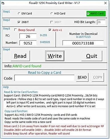 FissaiD قارئ RFID كاتب 125 كيلو هرتز (H-ID/AW-ID/EM-ID) مبرمج بطاقة القرب مع 5 Fob 5 بطاقات لنظام التشغيل Windows (أسود) in Kuwait