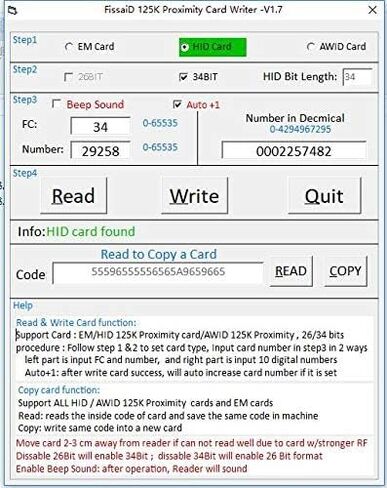 FissaiD قارئ RFID كاتب 125 كيلو هرتز (H-ID/AW-ID/EM-ID) مبرمج بطاقة القرب مع 5 Fob 5 بطاقات لنظام التشغيل Windows (أسود) in Kuwait
