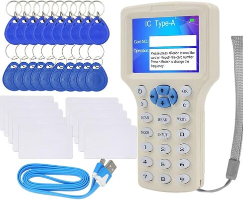 قارئ بطاقة ان اف سي انجليزي 10 ترددات بتقنية تحديد الهوية بموجات الراديو لبطاقات الهوية اي سي وجميع البطاقات 125 كيلو هرتز + مفتاح UID 13.56mhz + 1USB in Kuwait