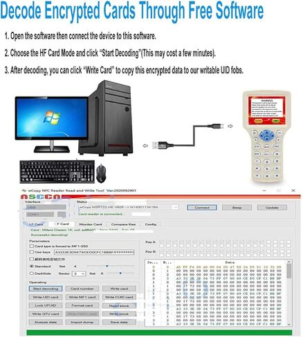 قارئ بطاقة ان اف سي انجليزي 10 ترددات بتقنية تحديد الهوية بموجات الراديو لبطاقات الهوية اي سي وجميع البطاقات 125 كيلو هرتز + مفتاح UID 13.56mhz + 1USB in Kuwait
