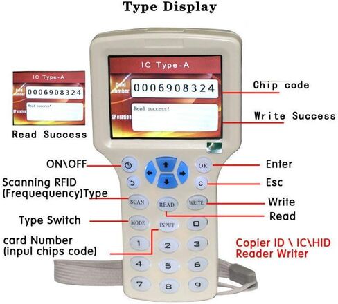 قارئ بطاقة ان اف سي انجليزي 10 ترددات بتقنية تحديد الهوية بموجات الراديو لبطاقات الهوية اي سي وجميع البطاقات 125 كيلو هرتز + مفتاح UID 13.56mhz + 1USB in Kuwait
