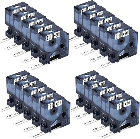 Am-Ink Compatible Label Tape Replacement for Dymo Label Tape 45013 Black on White, Cartridge for DYMO LabelManage 160 280 420P PnP 220P 360D 210D Label Maker, 10-Pack (10-White & Black) in Kuwait