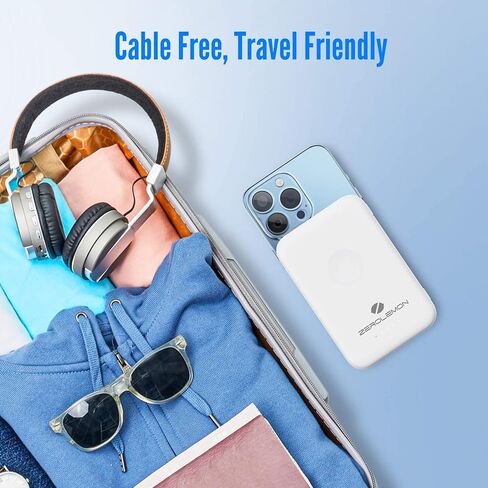 بنك طاقة مغناطيسي من ZEROLEMON مع شاحن ساعة، حزمة بطارية MagJuice 3 في 1 MagJuice 10,000 مللي أمبير في الساعة، شاحن لاسلكي محمول USB C بقدرة 20 وات، متوافق مع ساعة Apple، iPhone 12/13/14/15 Pro Max - أبيض in Kuwait