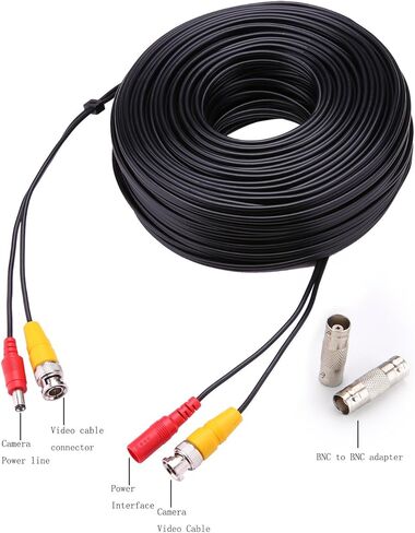 كابل WILDHD BNC، سلك كابل كاميرا أمان سيامي الكل في واحد بطول 4 × 150 قدم، كابل CCTV مع موصلين أنثى لجميع نظام مراقبة CCTV DVR بحد أقصى 5 ميجابكسل (كابل BNC 4 × 150 قدم أبيض) in Kuwait