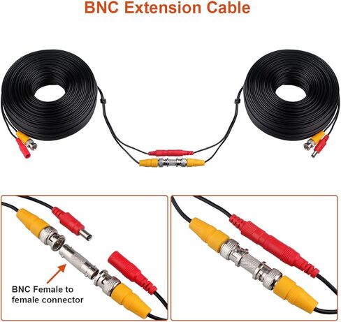 كابل WILDHD BNC، سلك كابل كاميرا أمان سيامي الكل في واحد بطول 4 × 150 قدم، كابل CCTV مع موصلين أنثى لجميع نظام مراقبة CCTV DVR بحد أقصى 5 ميجابكسل (كابل BNC 4 × 150 قدم أبيض) in Kuwait