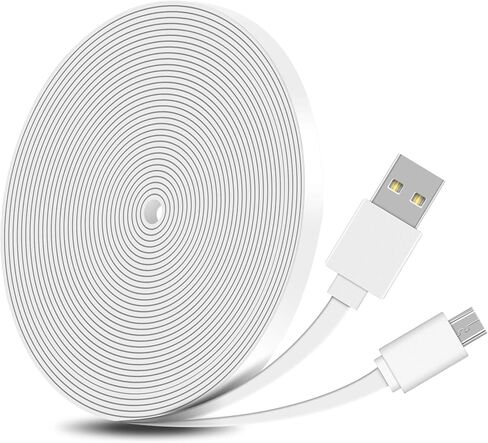 كابل شحن مسطح بطول 26 قدم من FASTSNAIL وسلك مزامنة البيانات متوافق مع وحدات تحكم PS4/Xbox One وKindle Fire وكابل طاقة USB إلى Micro USB متوافق مع WyzeCam وWyzeCam V3 وYI Cam وما إلى ذلك. in Kuwait