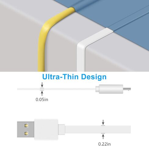 كابل شحن مسطح بطول 26 قدم من FASTSNAIL وسلك مزامنة البيانات متوافق مع وحدات تحكم PS4/Xbox One وKindle Fire وكابل طاقة USB إلى Micro USB متوافق مع WyzeCam وWyzeCam V3 وYI Cam وما إلى ذلك. in Kuwait