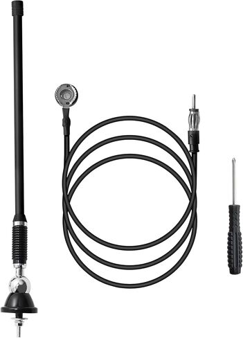 Anina 16 Inch Marine Trailer RV Radio Antenna Rubber Flexible Aerial Mast for Car Truck Boat ATV UTV Caravan Motorhome Motorcycle Radio FM/AM Reception Top Or Side Mount Rubber Antenna (White) in Saudi Arabia