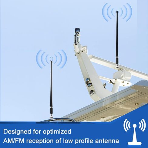 Anina 16 Inch Marine Trailer RV Radio Antenna Rubber Flexible Aerial Mast for Car Truck Boat ATV UTV Caravan Motorhome Motorcycle Radio FM/AM Reception Top Or Side Mount Rubber Antenna (White) in Saudi Arabia