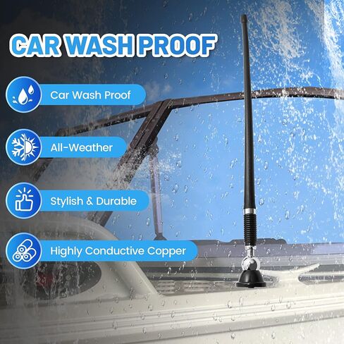 Anina 16 Inch Marine Trailer RV Radio Antenna Rubber Flexible Aerial Mast for Car Truck Boat ATV UTV Caravan Motorhome Motorcycle Radio FM/AM Reception Top Or Side Mount Rubber Antenna (White) in Saudi Arabia