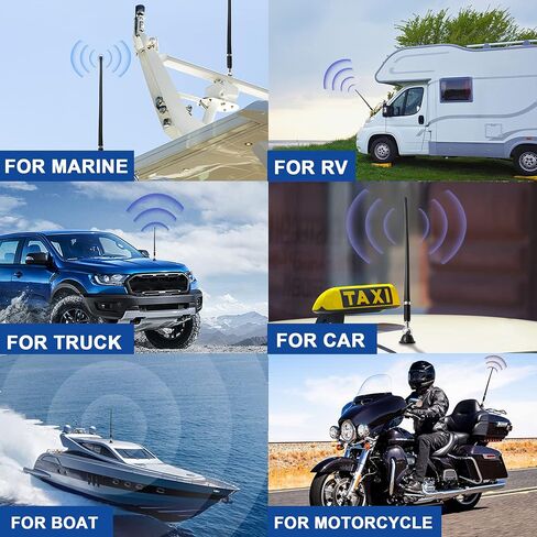 Anina 16 Inch Marine Trailer RV Radio Antenna Rubber Flexible Aerial Mast for Car Truck Boat ATV UTV Caravan Motorhome Motorcycle Radio FM/AM Reception Top Or Side Mount Rubber Antenna (White) in Saudi Arabia