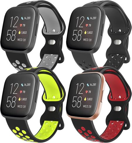 ESeekGo متوافق مع Fitbit Versa 2 Bands/Fitbit Versa Bands للرجال والنساء، 2 حزمة من الأربطة الرياضية الناعمة القابلة للتنفس Versa 2 متوافقة مع Fitbit Versa Lite Bands للرجال والنساء، مقاس كبير in Kuwait
