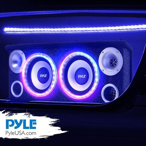 حاوية مضخم صوت بفتحة تهوية من سلسلة مزدوجة مقاس 10 بوصات من Pyle - ملف صوتي مزدوج من 4 طبقات، مكبرات صوت عالية الطاقة مع مخروط ورقي فضي، تصميم بفتحات تهوية خلفية مع مصابيح LED مضيئة مدمجة - PL210BSL، أسود in Saudi Arabia